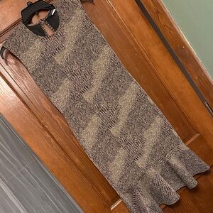 VENUS Black and Cream Midi Dress